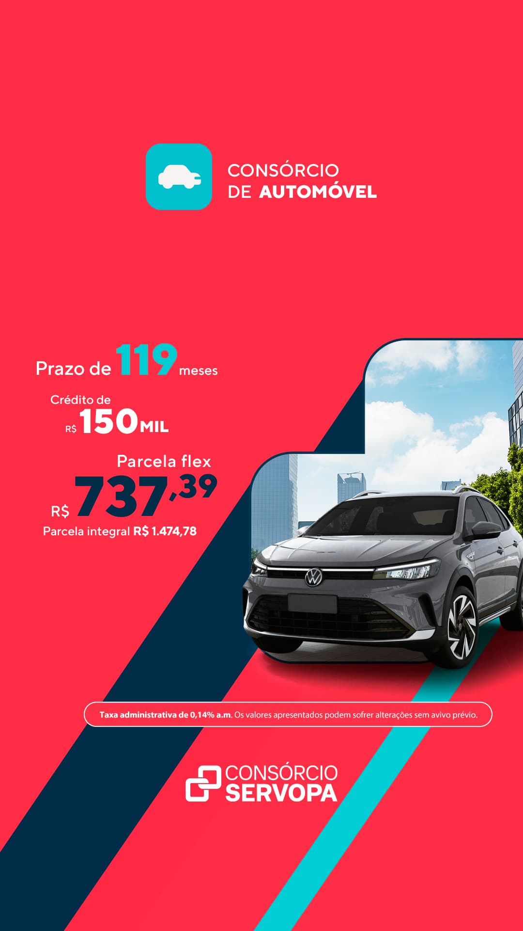 Consórcio de Automóvel - Crédito R$ 150 mil - Parcela flex R$ 737